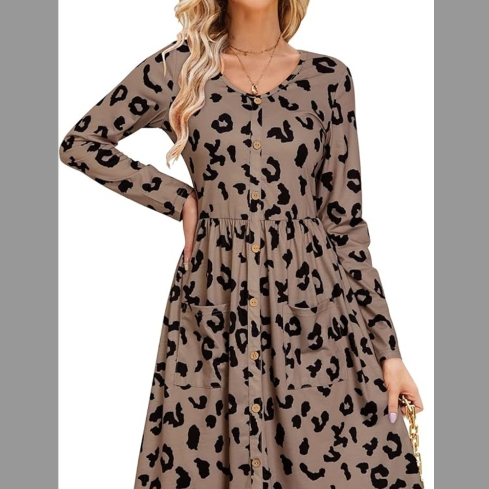 Leopard Print Button-Down Dress